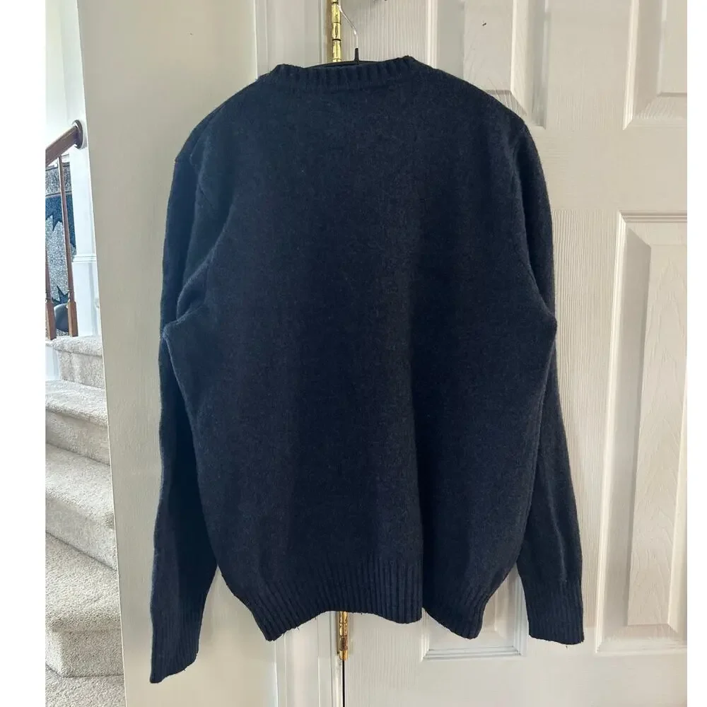 J.Crew Deep Navy Ribbed Crewneck Merino Wool Long Sleeves Sweater